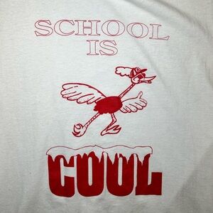 Vintage Murina’s Best Single Stitch - Adult White “School is Cool” 90s T- Shirt